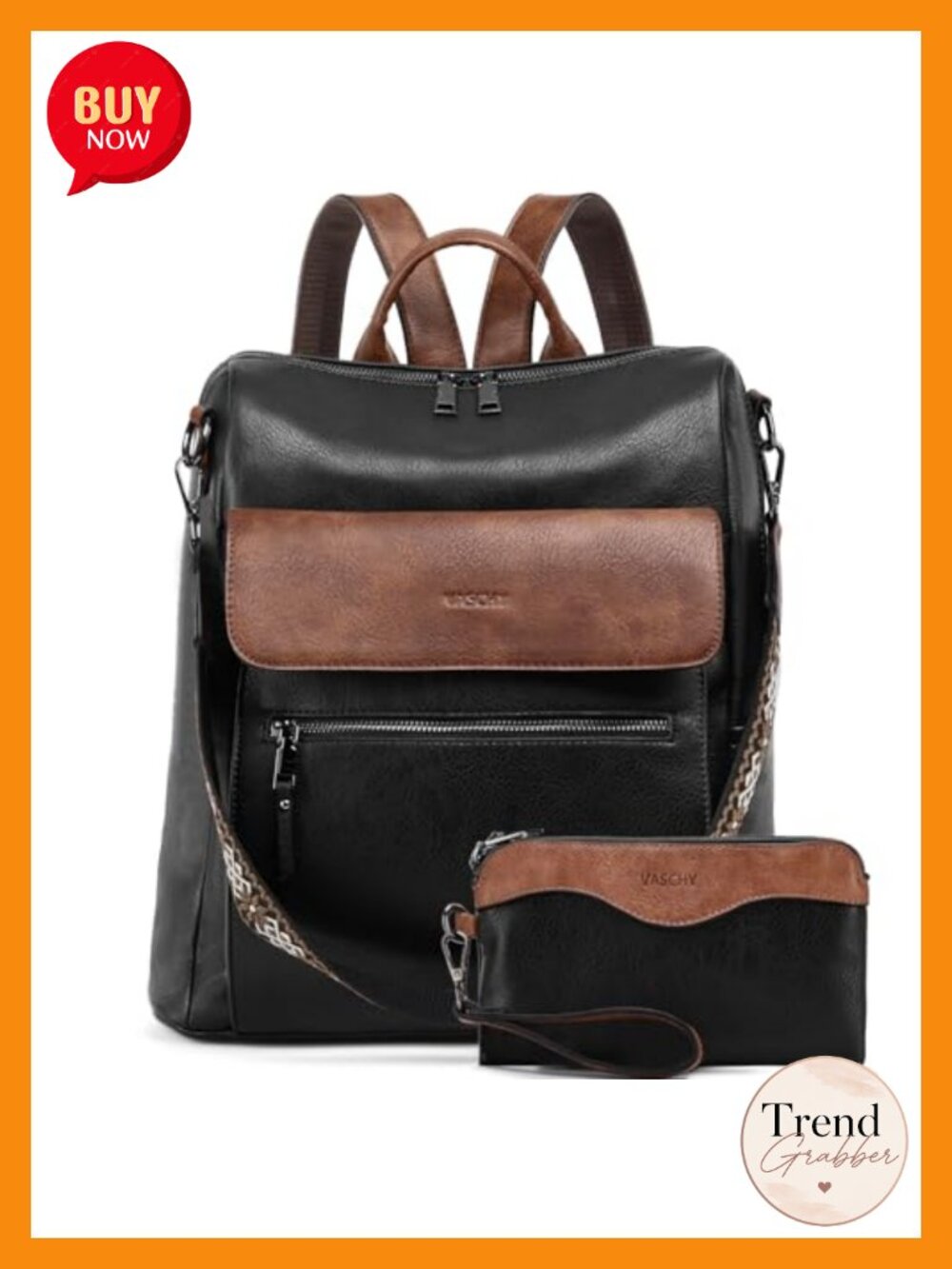 Convertible Laptop Backpack Purse with Guitar Strap - Vegan Leather